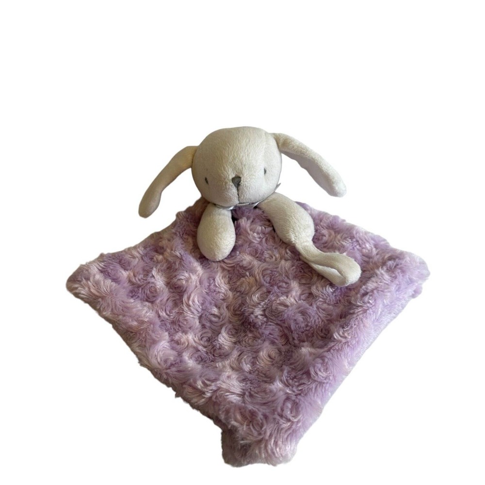 Blankets & Beyond White Bunny Rabbit Lovey Soother Loop Purple Security Blanket